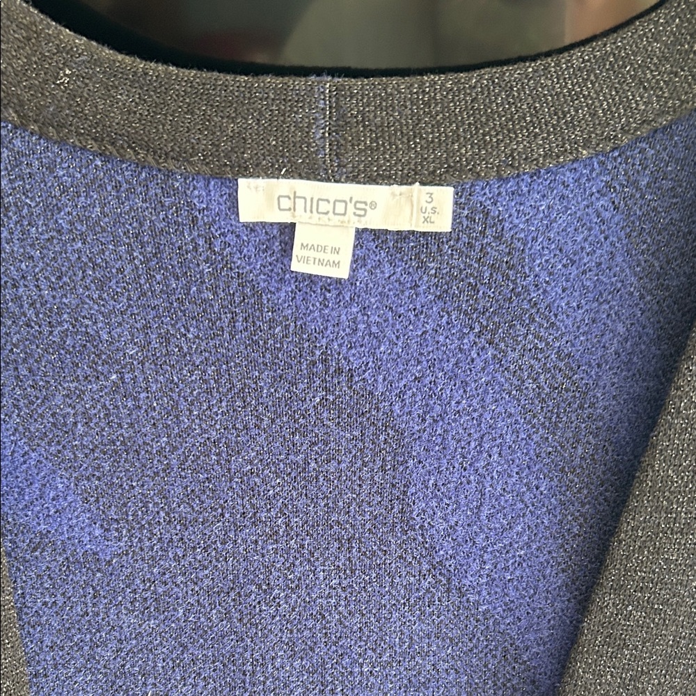 Chico's NWT- Black and Blue Open-Front Cardigan- Size XL - Picture 3 of 5